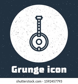 Grunge line Banjo icon isolated on grey background. Musical instrument. Monochrome vintage drawing. Vector Illustration