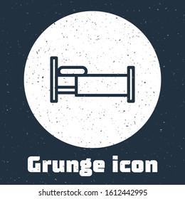 Grunge line Bed icon isolated on grey background. Monochrome vintage drawing. Vector Illustration