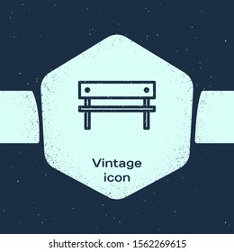 Grunge line Bench icon isolated on blue background. Monochrome vintage drawing. Vector Illustration