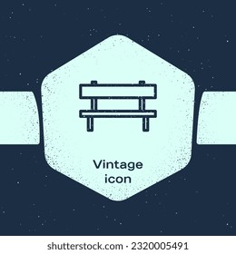 Grunge line Bench icon isolated on blue background. Monochrome vintage drawing. Vector Illustration