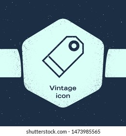 Grunge line Blank label template price tag icon isolated on blue background. Empty shopping discount sticker. Template discount banner. Monochrome vintage drawing. Vector Illustration