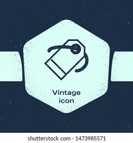 Grunge line Blank label template price tag icon isolated on blue background. Empty shopping discount sticker. Template discount banner. Monochrome vintage drawing. Vector Illustration