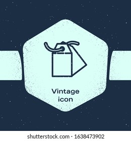 Grunge line Blank label template price tag icon isolated on blue background. Empty shopping discount sticker. Template discount banner. Monochrome vintage drawing. Vector Illustration