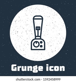 Grunge line Blender icon isolated on grey background. Kitchen electric stationary blender with bowl. Cooking smoothies, cocktail or juice. Monochrome vintage drawing. Vector Illustration