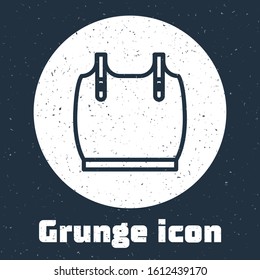 Grunge line Body armor icon isolated on grey background. Monochrome vintage drawing. Vector Illustration