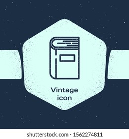 Grunge line Book icon isolated on blue background. Monochrome vintage drawing. Vector Illustration
