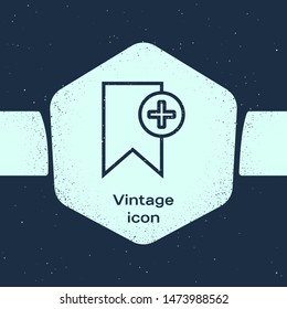 Grunge line Bookmark icon isolated on blue background. Add to concept. Monochrome vintage drawing. Vector Illustration