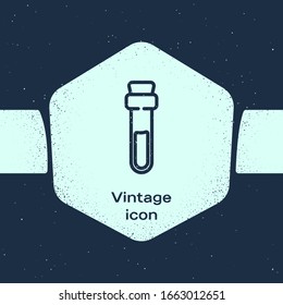 Grunge line Bottle with love potion icon isolated on blue background. Valentines day symbol. Monochrome vintage drawing. Vector Illustration