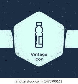 Grunge line Bottle of water icon isolated on blue background. Soda aqua drink sign. Monochrome vintage drawing. Vector Illustration