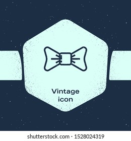 Grunge line Bow tie icon isolated on blue background. Monochrome vintage drawing. Vector Illustration