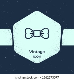 Grunge line Bow tie icon isolated on blue background. Monochrome vintage drawing. Vector Illustration