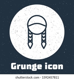 Grunge line Braid icon isolated on grey background. Monochrome vintage drawing. Vector Illustration