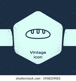 Grunge line Bread loaf icon isolated on blue background. Monochrome vintage drawing. Vector Illustration