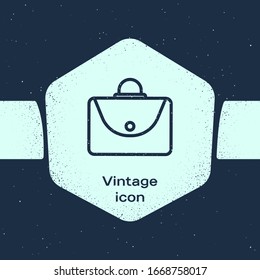 Grunge line Briefcase icon isolated on blue background. Business case sign. Business portfolio. Monochrome vintage drawing. Vector Illustration