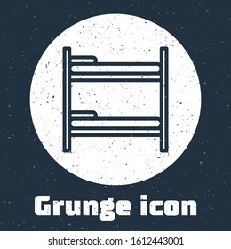 Grunge line Bunk bed icon isolated on grey background. Monochrome vintage drawing. Vector Illustration