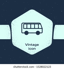 Grunge line Bus icon isolated on blue background. Transportation concept. Bus tour transport sign. Tourism or public vehicle symbol. Monochrome vintage drawing. Vector Illustration