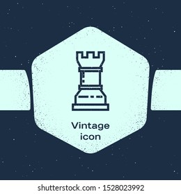 Grunge line Business strategy icon isolated on blue background. Chess symbol. Game, management, finance. Monochrome vintage drawing. Vector Illustration