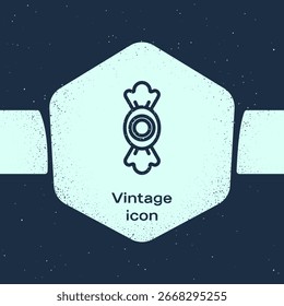 Grunge line Candy icon isolated on blue background. Monochrome vintage drawing. Vector