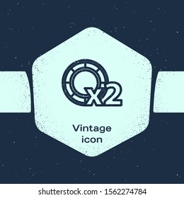 Grunge line Casino chips icon isolated on blue background. Casino gambling. Monochrome vintage drawing. Vector Illustration