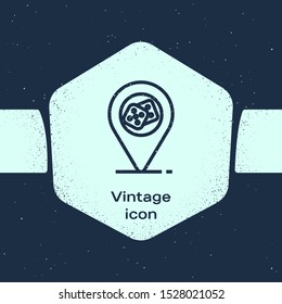 Grunge line Casino location icon isolated on blue background. Game dice icon. Monochrome vintage drawing. Vector Illustration