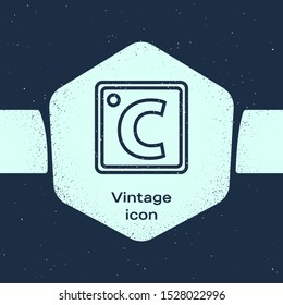 Grunge line Celsius icon isolated on blue background. Monochrome vintage drawing. Vector Illustration