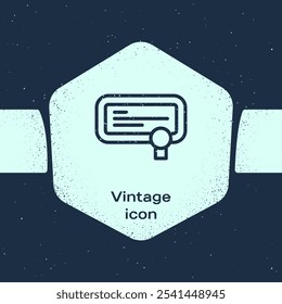 Grunge line Certificate template icon isolated on blue background. Achievement, award, degree, grant, diploma concepts. Monochrome vintage drawing. Vector