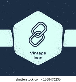 Grunge line Chain link icon isolated on blue background. Link single. Monochrome vintage drawing. Vector Illustration