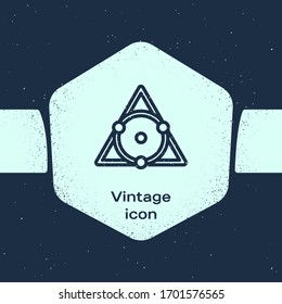 Grunge line Chalkboard with function mathematical icon isolated on blue background. School Blackboard sign. Monochrome vintage drawing. Vector Illustration