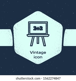 Grunge line Chalkboard icon isolated on blue background. School Blackboard sign. Monochrome vintage drawing. Vector Illustration