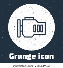 Grunge line Check engine icon isolated on grey background. Monochrome vintage drawing. Vector