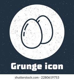 Grunge line Chicken egg icon isolated on grey background. Monochrome vintage drawing. Vector