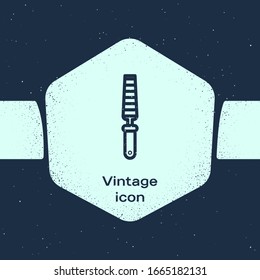 Grunge line Chisel tool for wood icon isolated on blue background. Monochrome vintage drawing. Vector Illustration