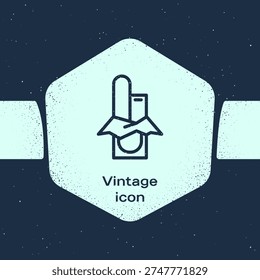 Grunge line Chocolate bar icon isolated on blue background. Monochrome vintage drawing. Vector