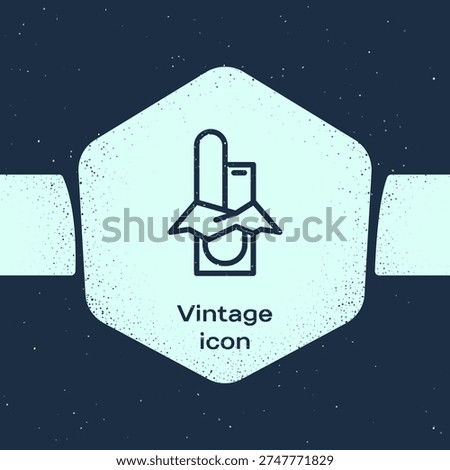 Grunge line Chocolate bar icon isolated on blue background. Monochrome vintage drawing. Vector