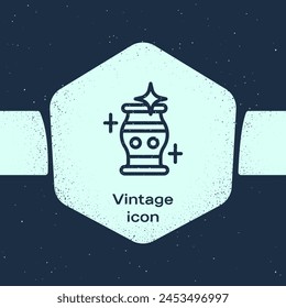 Grunge line Clean vase icon isolated on blue background. Monochrome vintage drawing. Vector
