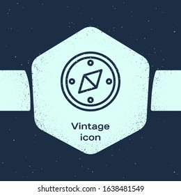 Grunge line Compass icon isolated on blue background. Windrose navigation symbol. Wind rose sign. Monochrome vintage drawing. Vector Illustration
