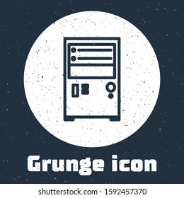 Grunge line Computer icon isolated on grey background. PC component sign. Monochrome vintage drawing. Vector Illustration