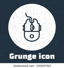 Grunge line Computer mouse gaming icon isolated on grey background. Optical with wheel symbol. Monochrome vintage drawing. Vector Illustration