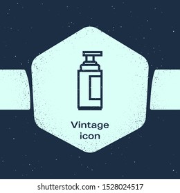 Grunge line Cream or lotion cosmetic tube icon isolated on blue background. Body care products for men. Monochrome vintage drawing. Vector Illustration
