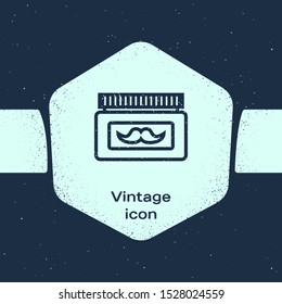 Grunge line Cream or lotion cosmetic jar icon isolated on blue background. Body care products for men. Monochrome vintage drawing. Vector Illustration