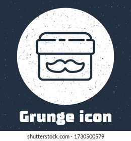 Grunge line Cream or lotion cosmetic jar icon isolated on grey background. Body care products for men. Monochrome vintage drawing. Vector Illustration