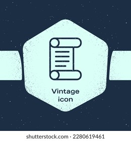 Grunge line Decree, paper, parchment, scroll icon icon isolated on blue background. Monochrome vintage drawing. Vector