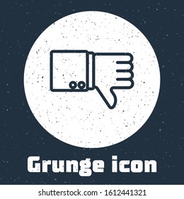 Grunge line Dislike icon isolated on grey background. Monochrome vintage drawing. Vector Illustration