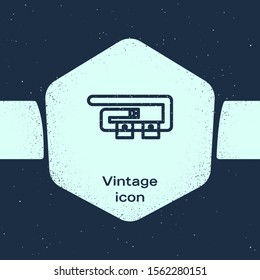 Grunge line Diving belt icon isolated on blue background. Scuba gear. Diving underwater equipment. Monochrome vintage drawing. Vector Illustration