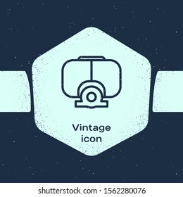 Grunge line Diving mask icon isolated on blue background. Extreme sport. Diving underwater equipment. Monochrome vintage drawing. Vector Illustration