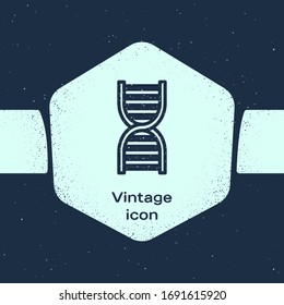 Grunge line DNA symbol icon isolated on blue background. Monochrome vintage drawing. Vector Illustration