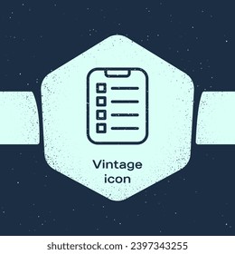 Grunge line To do list or planning icon isolated on blue background. Monochrome vintage drawing. Vector