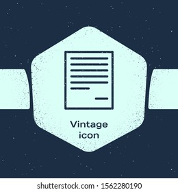 Grunge line Document icon isolated on blue background. File icon. Checklist icon. Business concept. Monochrome vintage drawing. Vector Illustration