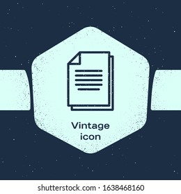 Grunge line Document icon isolated on blue background. File icon. Checklist icon. Business concept. Monochrome vintage drawing. Vector Illustration