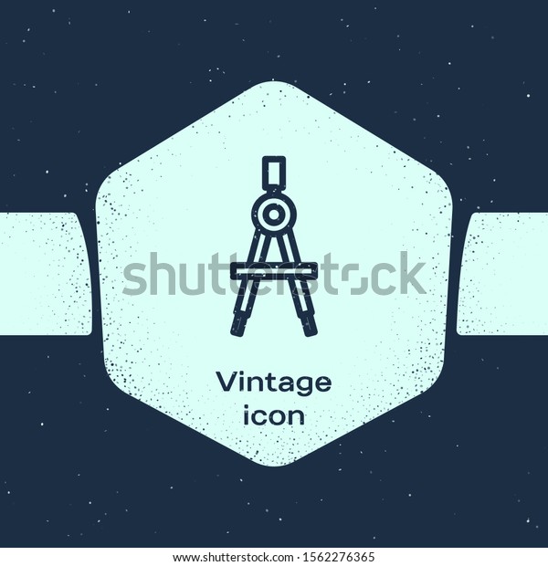 Grunge\
line Drawing compass icon isolated on blue background. Compasses\
sign. Drawing and educational tools. Geometric instrument.\
Monochrome vintage drawing. Vector\
Illustration